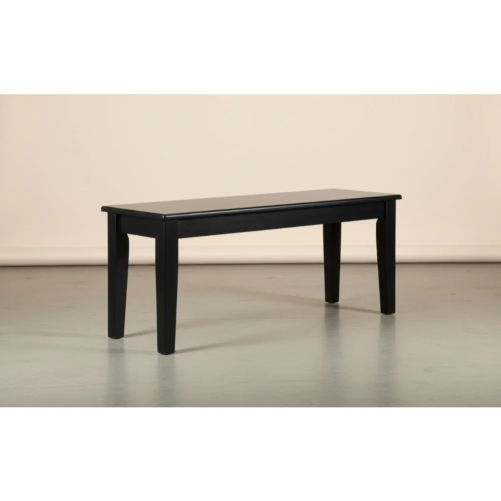 

Modern Farmhouse Backless Wood Bench - Black Finish, Durable Rubberwood, Seats 2, Easy Assembly for Dining Room & Entryway