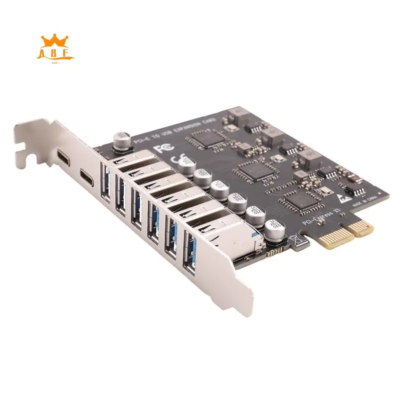 

A08E-SSU Карта Pcie к USB 3.2 Gen 2, 8-портовый (6-кратный преобразователь Type-A + 2X Type-C), разветвитель PCIE, чип VIA + NEC для настольного компьютера
