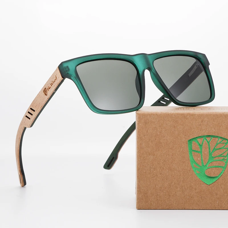 

HU WOOD New High Quality Square Sunglasses For Men Polarized UV400 Fashion Sunglass Mirror Sport sun glasses Driving oculos