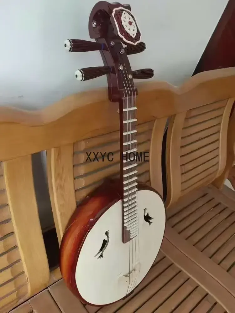 

Zhong Brug Pipa Lute Китайский ручной работы из палисандра Этнический традиционный дизайн головы Ruyi 4-струнный музыкальный инструмент с жестким футляром