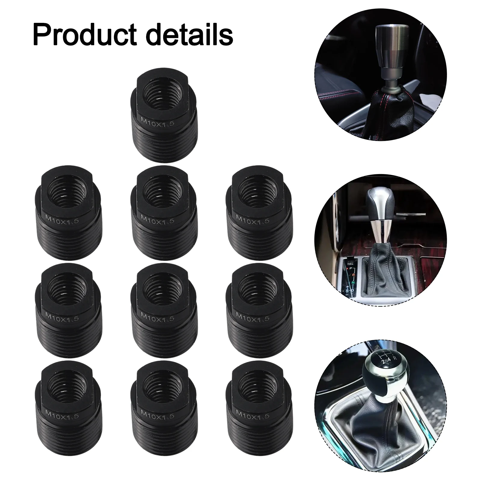 Car Interior Upgrade Gear Shift Knob Adapter 12*1.25 No Modification Required Sleek Black Finish Temperature Resistant Design