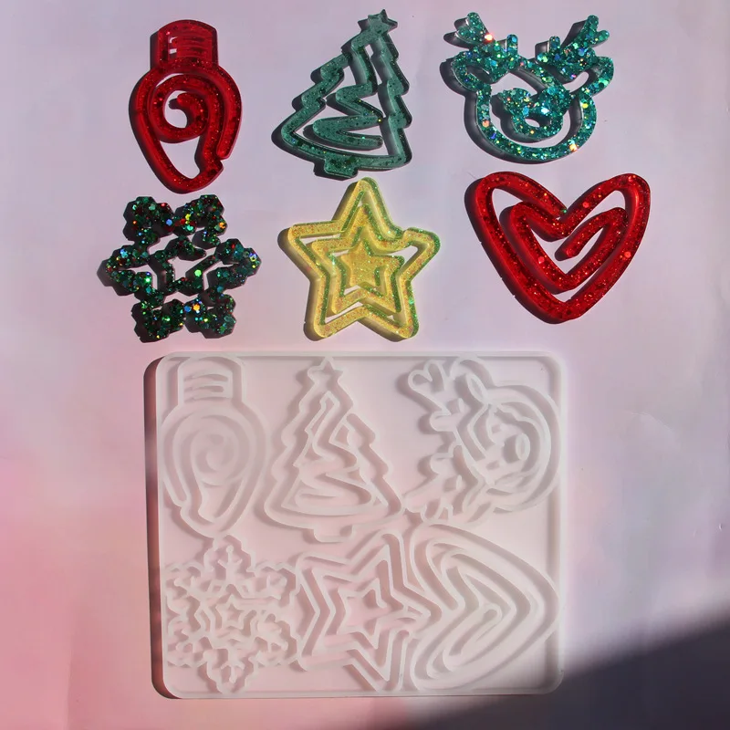 

Christmas Book Lover Gift - Paperclip Bookmark Mold for Resin (Reindeer, Star, Snowflake, Heart) DIY Craft Silicone Mold