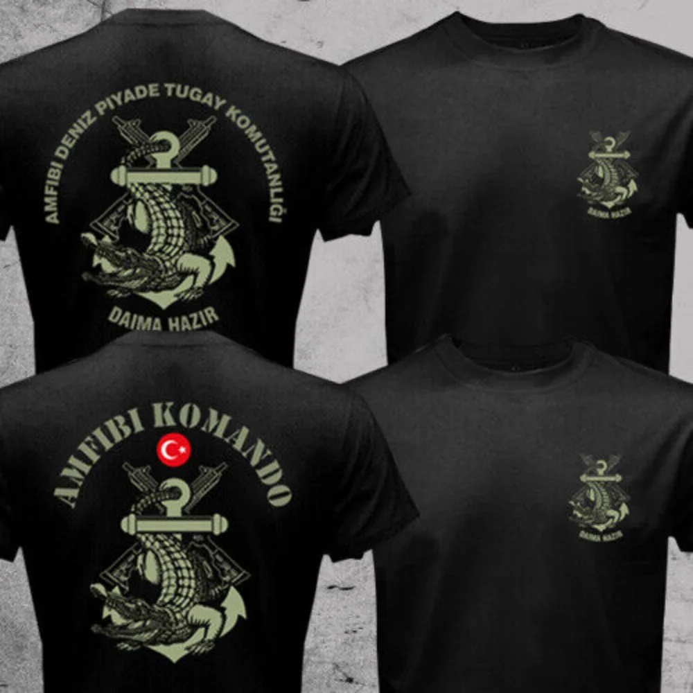 Turkish Amphibious Marine Brigade Commando Crocodiles Military Army T-shirt Short Sleeve Casual 100% Cotton Shirt