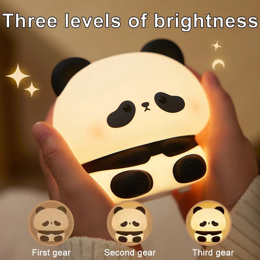 Bedside Led Table Lamp Toddler Kids Bedroom Night Light Squishy Cute Panda USB Rechargeable Mood Light Cool Gifts Nursery Decor