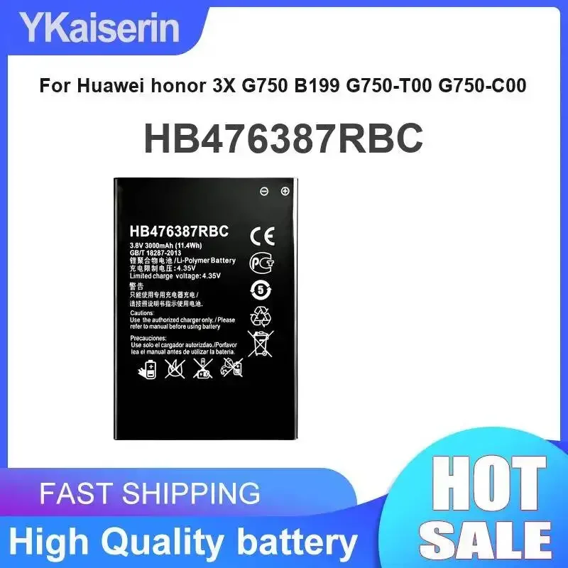 HB476387RBC For Huawei Honor 3X G750 B199 G750-T00 G750-C00 Stable Power Supply 3000mAh Mobile Phone Battery Hardwearing