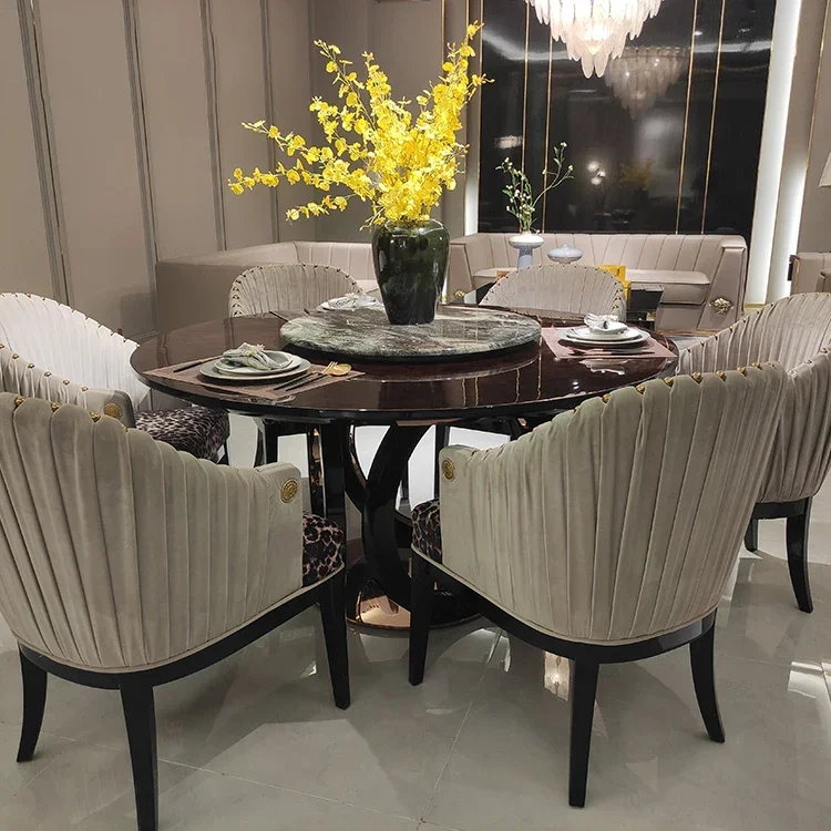 Modern Dinning Room Furniture Wood Dining Set Hardware Dining Table Base Restaurant Round Shape Dining Table