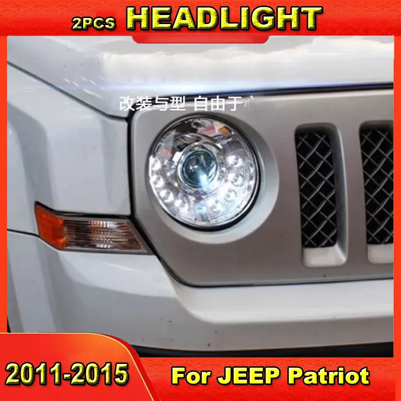 Car Styling Head Lamp for Jeep Patriot 2011-2015 Front Light DRL Head Lamp LED Projector Lens Headlights Vehicles Automatic