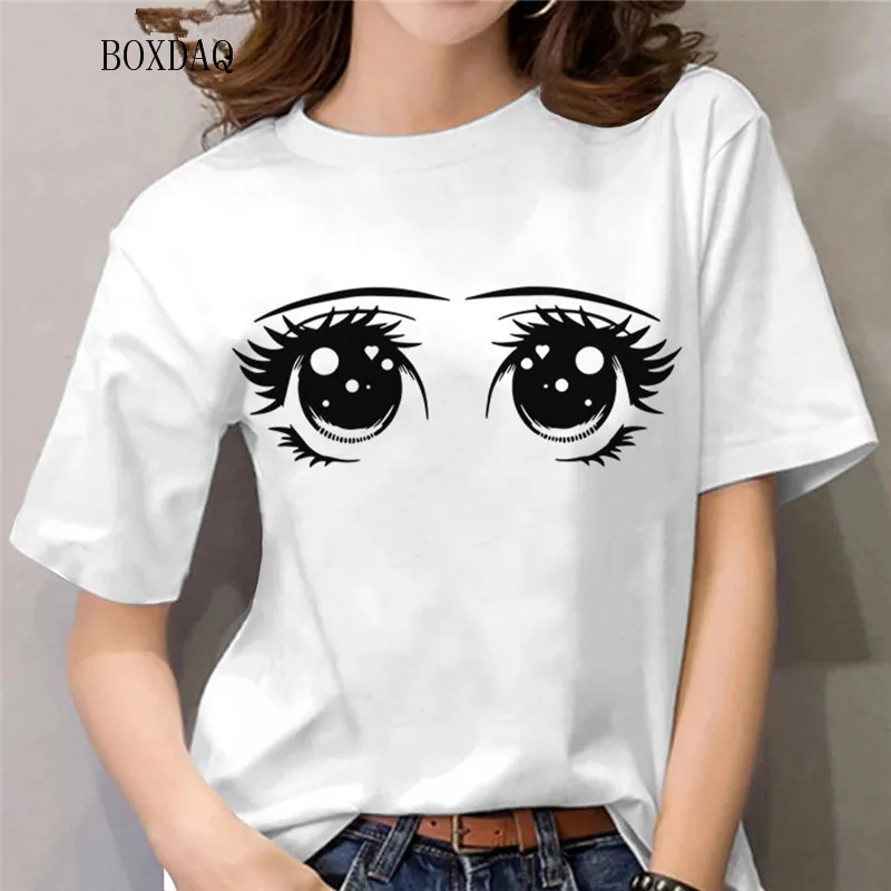 

Fashion Women Shirts Abstract Eye Pattern 3D Printed Streetwear Ladies Blouses Short Sleeve O-Neck Female Casual Oversized Tops