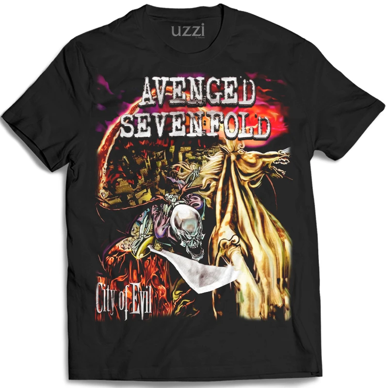 Camiseta de Algodão Oversized Unissex com Estampa Gráfica da Banda de Metal Alternativa Avenged Sevenfold A7X - Moda Streetwear Casual