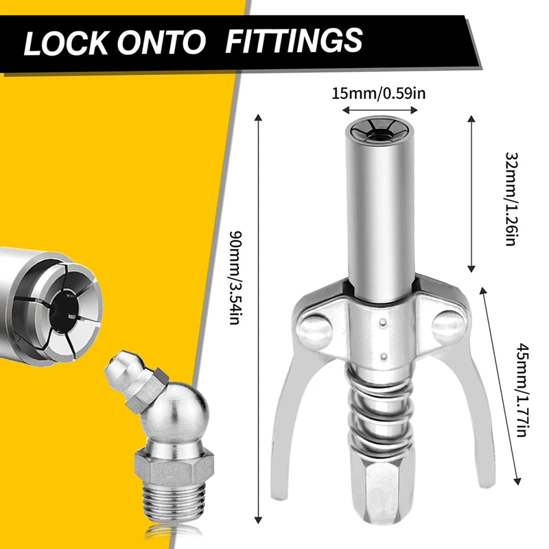 2Pcs Coupler Double Handle Grease Nipples Ends Couplers Compatible Grease Fitting