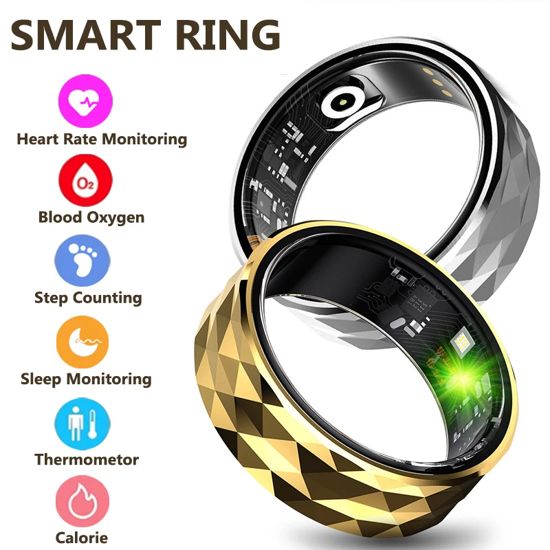 New Multifunct Smart Health Ring Women Heart Rate Blood Oxygen Sleep Emotion Monitor Men Sport IP68 Waterproof For IOS Android