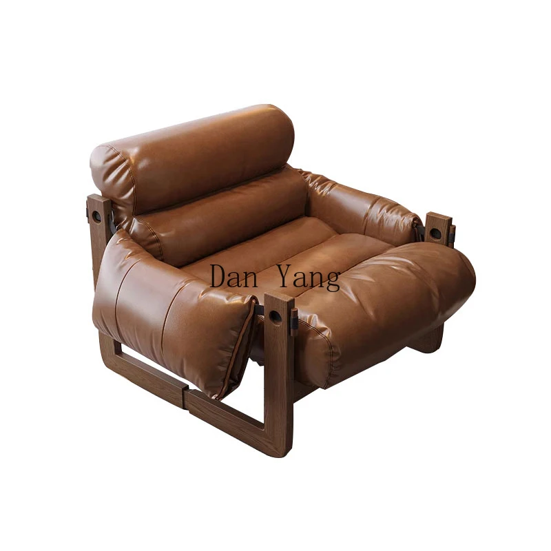 Cyh leisure chair balcony single lazy sofa recliner sleepable solid wood sofa