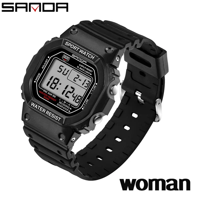 SANDA 2025 Top leisure fashion Digital Watch Men Ladies Sports Watch Multifunction Alarm Waterproof Couple Style Watch Military