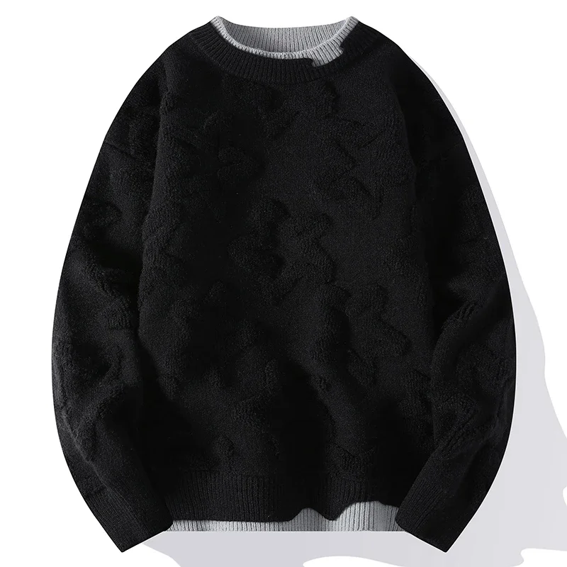 Men\'s Star Printed Wool Sweater, Thick Warm Pullover, Christmas Jumper, Top Grade Brand, New, Fall, Winter Fashion