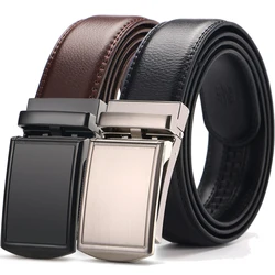 Men Genuine Leather Belt Metal Automatic Buckle Ratchet Cowskin Belts for Jeans Leather Strap Belts for Men Pants Waistband Реме