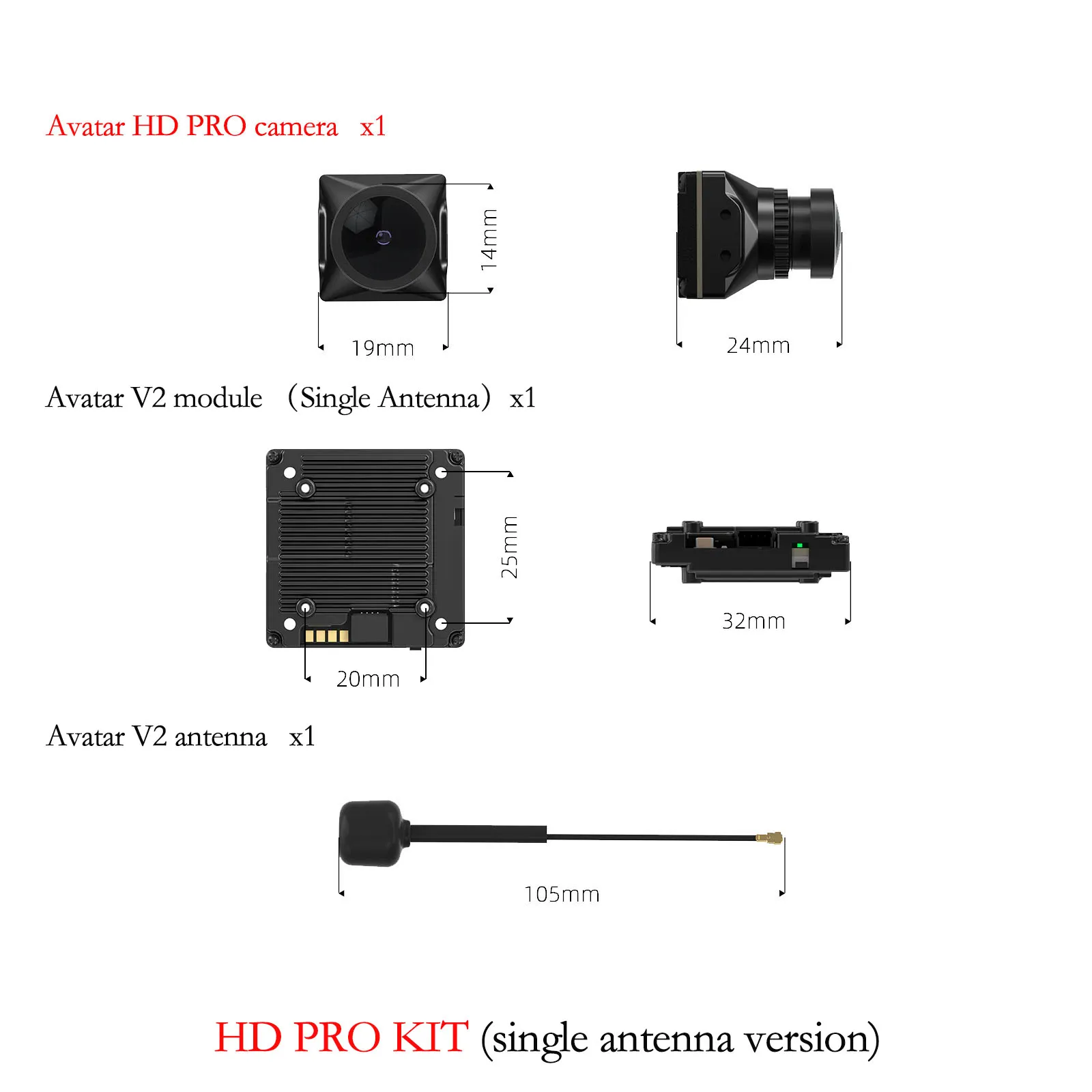 CADDX Walksnail Avatar HD Pro Kit / Avatar HD Kit V2 With Gyroflow 8G/32G 1080P/120FPS HD 160°FOV FPV Camera For RC Drone