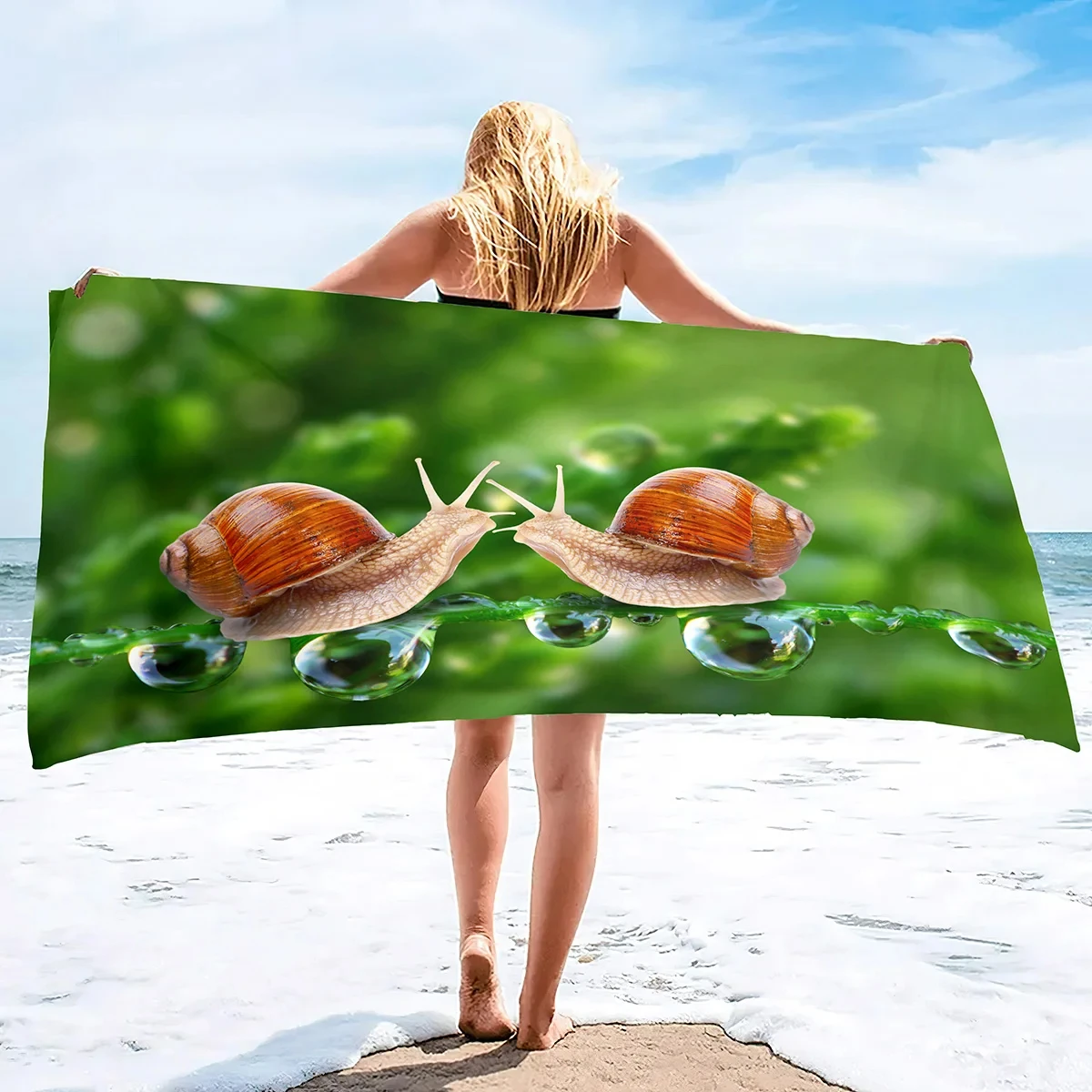 Snail Beach Towel Microfiber Bathroom Kitchen Hand Towels for Sport Yoga Pool Gym Quick Dry Bath Towel Sand Free Swimming Cover