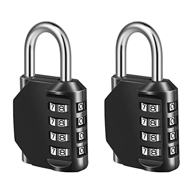 2Pcs 4-Digit Combination Padlock For Sports Lockers, Fences, Tool Boxes And Buckle Cabinets Easy To Use