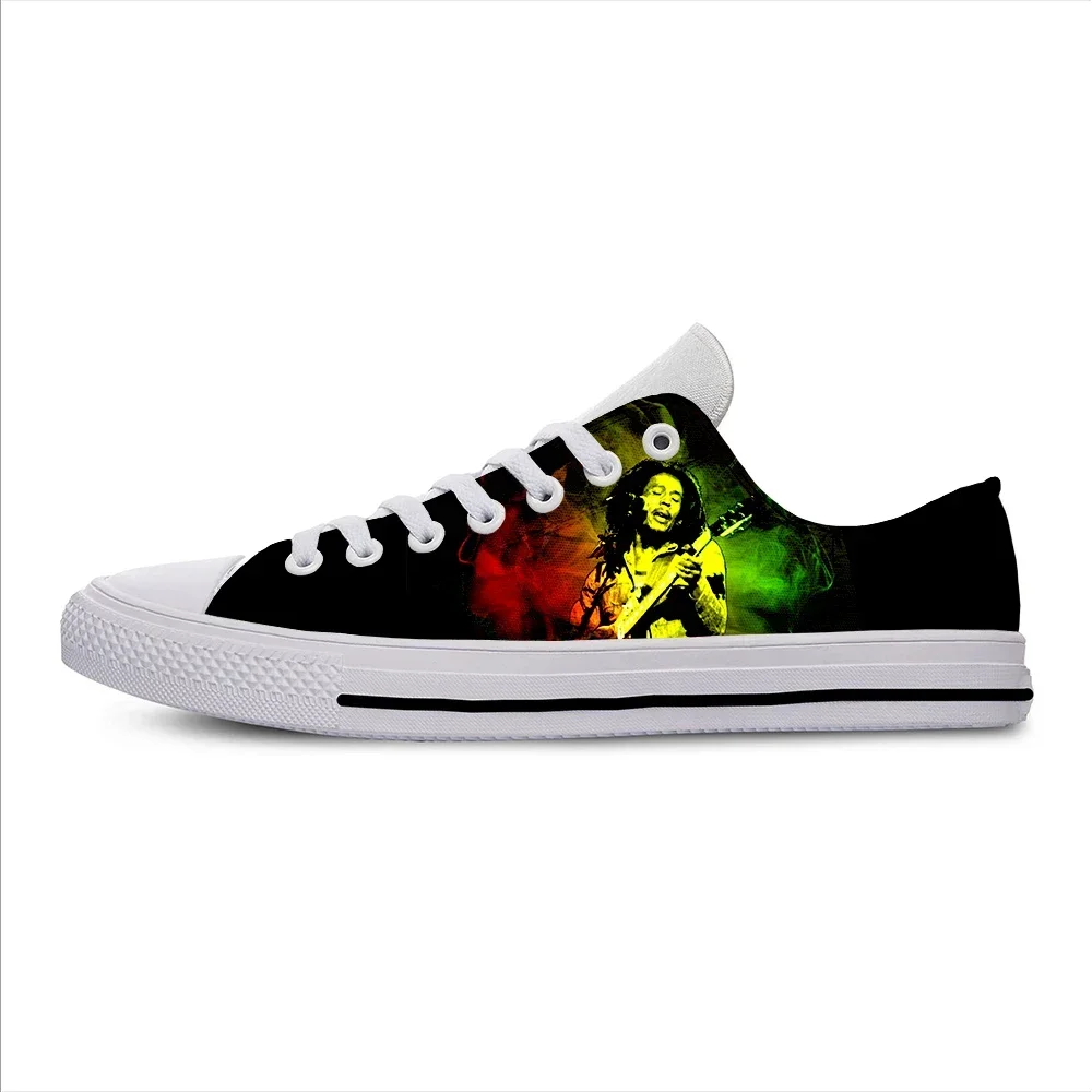 Sapatilhas leves Bob Marley masculinas e femininas, sapatos de lona clássicos respiráveis, top baixo, sapatos casuais de alta qualidade, moda quente