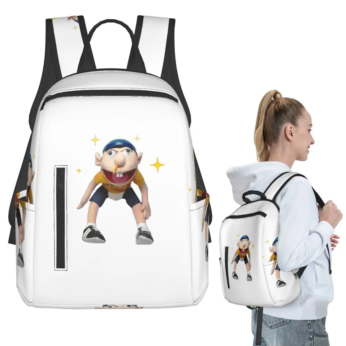 Sml Jeffy Rapper Backpack Student BookBag Kids School Bag Computer Shoulder Bags Boys Girls