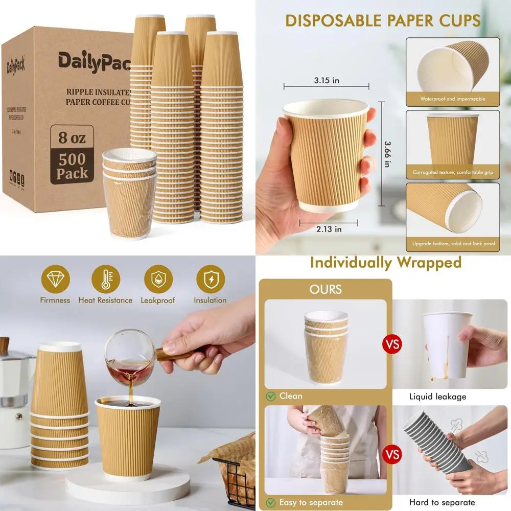 

Insulated 8 oz Coffee Cups Pack of 500 - Ideal for Home, Office, Hotel, Meetings, and Parties