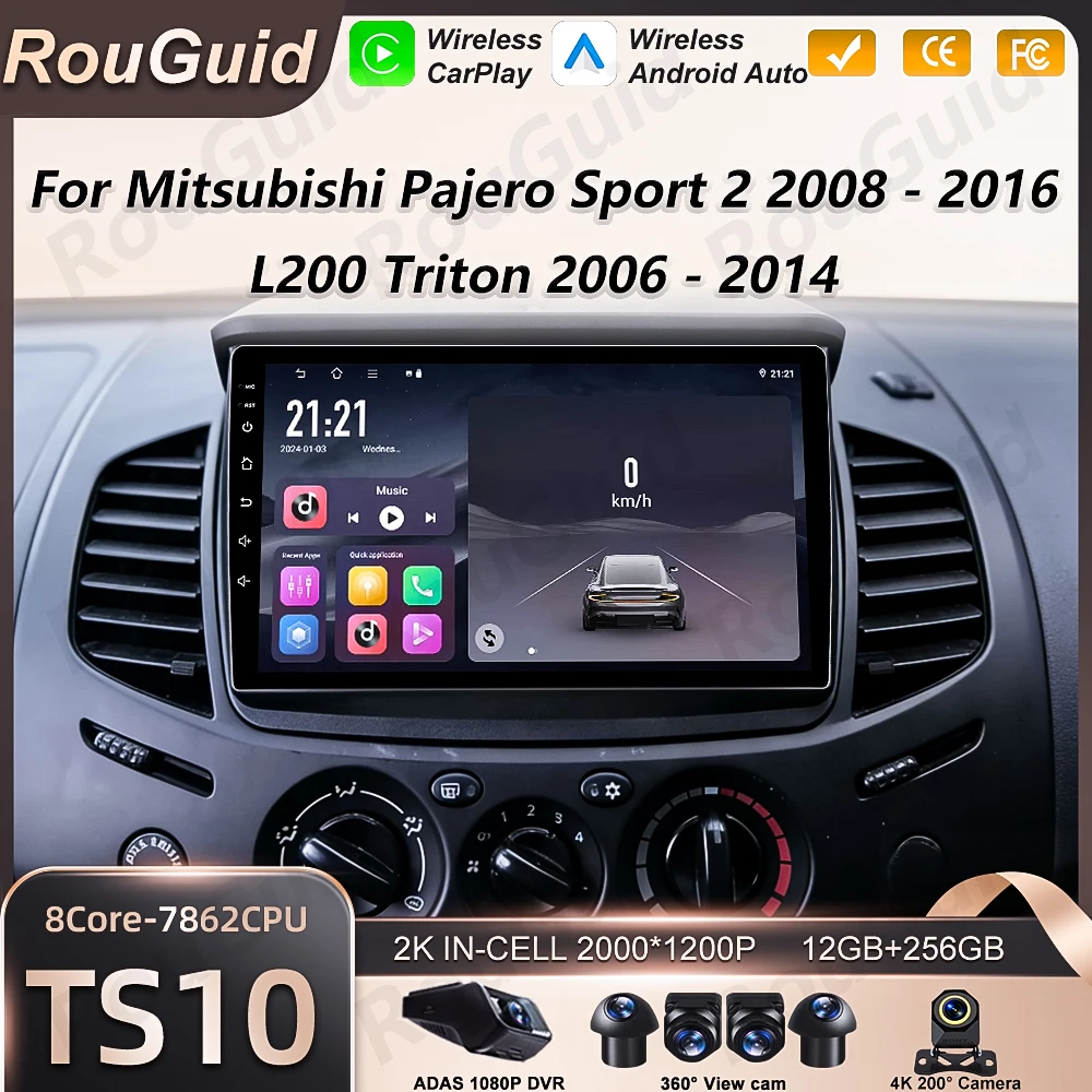 

Автомагнитола с Android Carplay для Mitsubishi Pajero Sport 2 2008-2016, L200 Triton 2006-2014, мультимедийный видеоплеер с GPS и стереосистемой