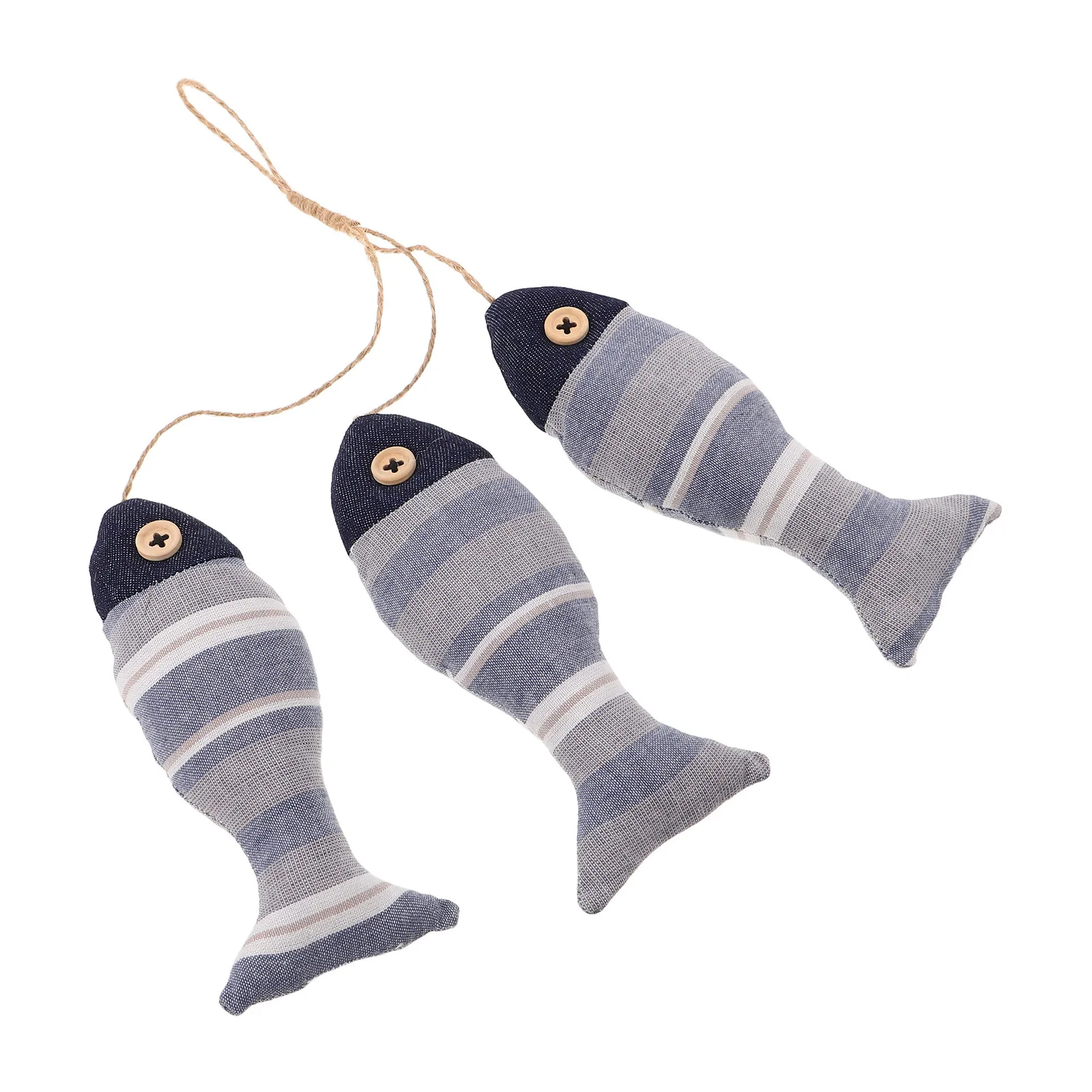 Handmade Nautical Fabric Fish Wall Hanging Ornament Retro Rope Coastal Beach Party Wedding Birthday Photo Prop Decoration