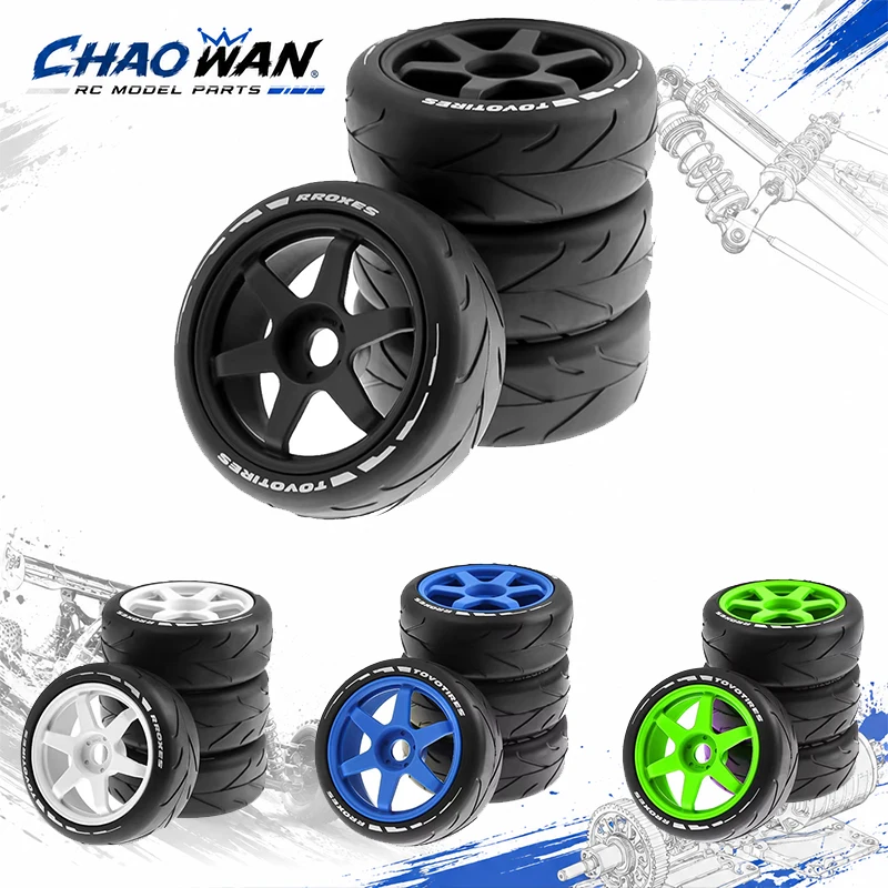 4PCS 105*40mm 1/8 RC Flat Off‑Road Buggy Tires Wheel Rims Set 17mm Hex Hub for 1:8 HPI HSP Buggy RC Car Upgrade Replacement Part