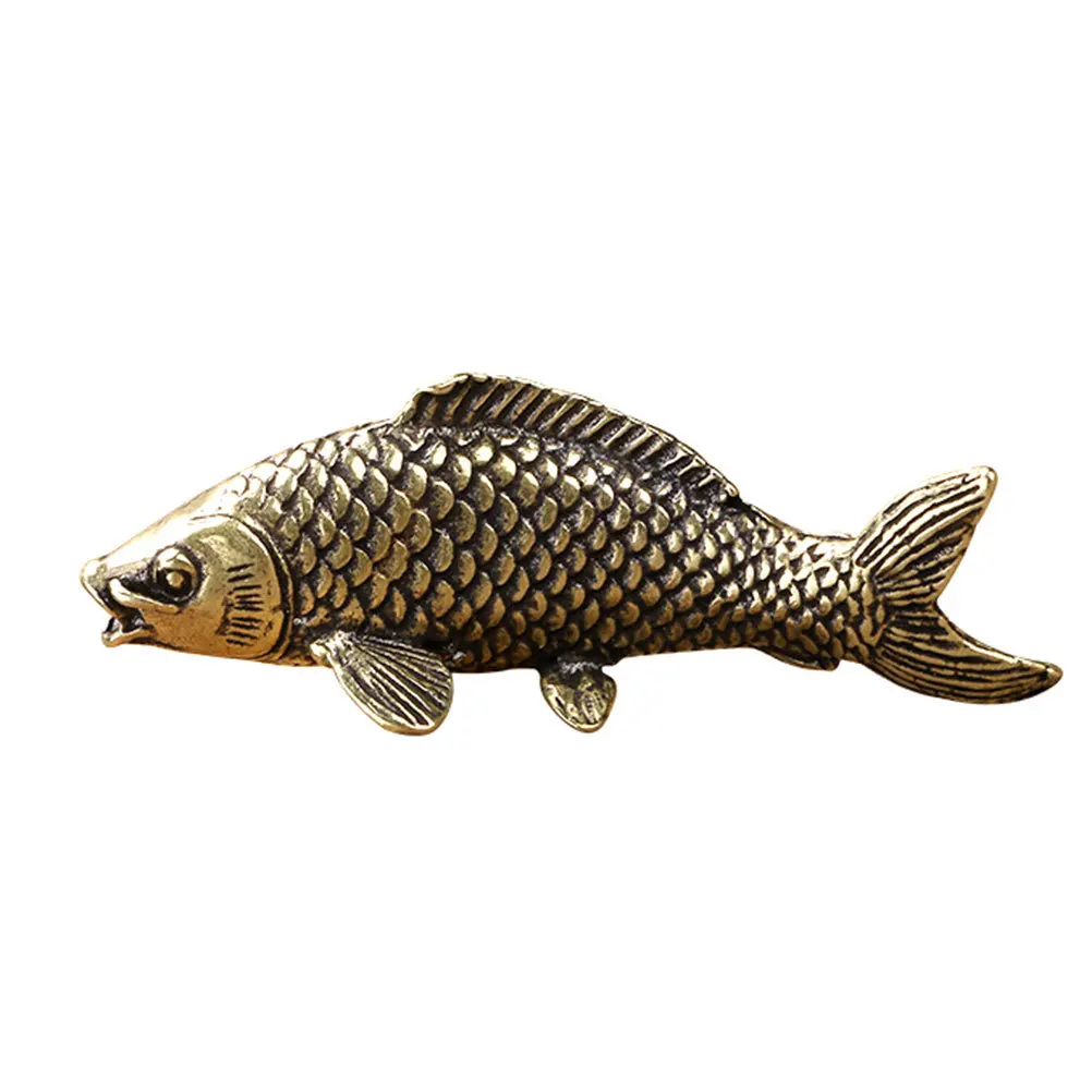 

Copper Carp Desktop Adornment Creative Design Home Use Tabletop Carp Decoration Decorative Copper Craft Ornamental Statue