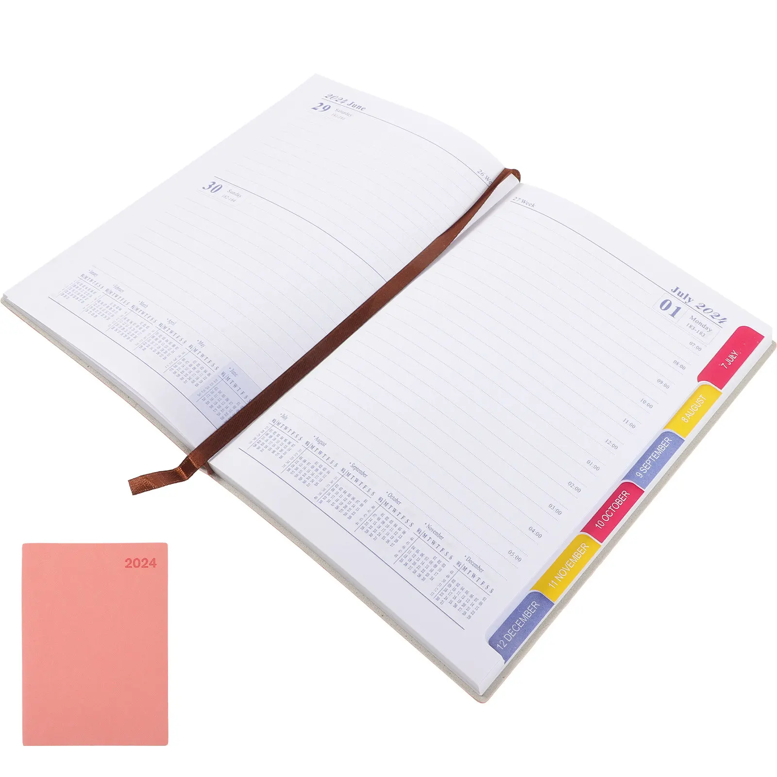 Daily Planner English 2024 Notebook Simple Fashionable Agenda Notepad Weekly Monthly Schedule Portable Writing Planner Journal