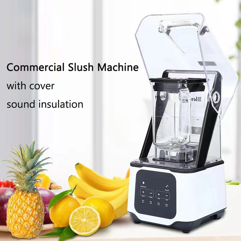 For 110V 220V Ice Crusher Juice Maker Fruit Mixer Blender Electric Sound Proof Cover Blender Quiet Ice Blender Smoothie Maker