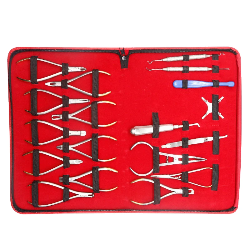 18pcs Dentistry Dental Orthodontic Pliers Sets with TC Etractable Bracket Locator Subalong Pliers Dentists Lab Instruments Tools