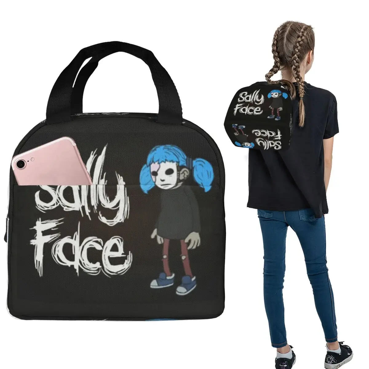 

Game Fans Sally Face Characters Lunch Bags Insulated Bento Box Lunch Tote Leakproof Picnic Bags for Woman Children School