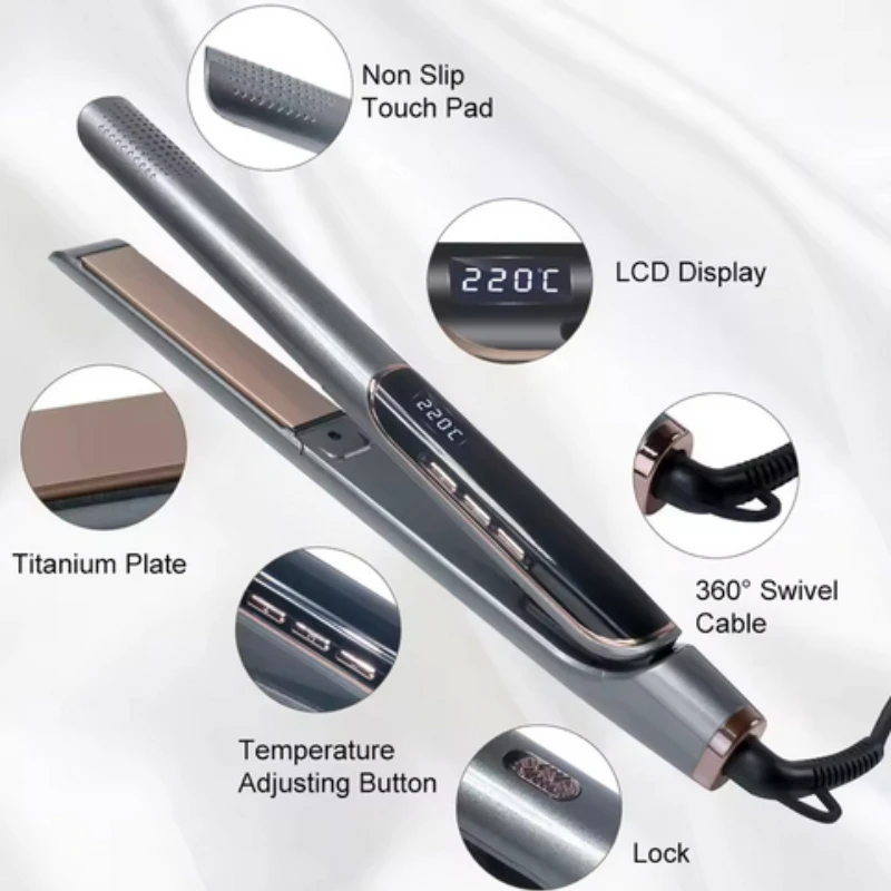 

New Negative Ion Hair Straightener LCD Digital Display Hair Styling Tool for Straightening And Curling Dual-Purpose Hair Wand