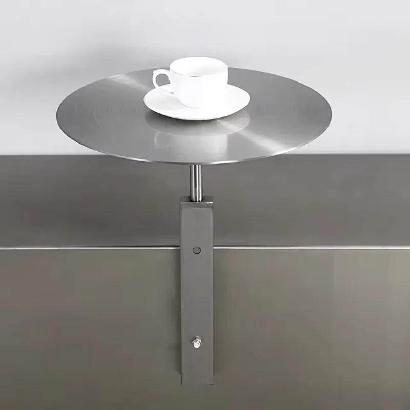 Stainless Steel Wall Mounted Coffee Table round Industrial Style Milk Tea Shop Wall Seat Table Small Cafe round Wall Table