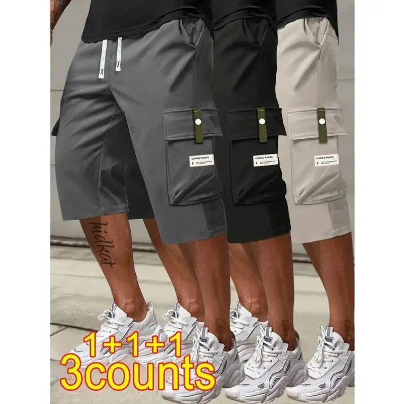 

Men's Casual orts 3-Piece Set Summer Leisure High Waist Elastic Waisand Polyester Cotton Blend Ciwalk Suitable