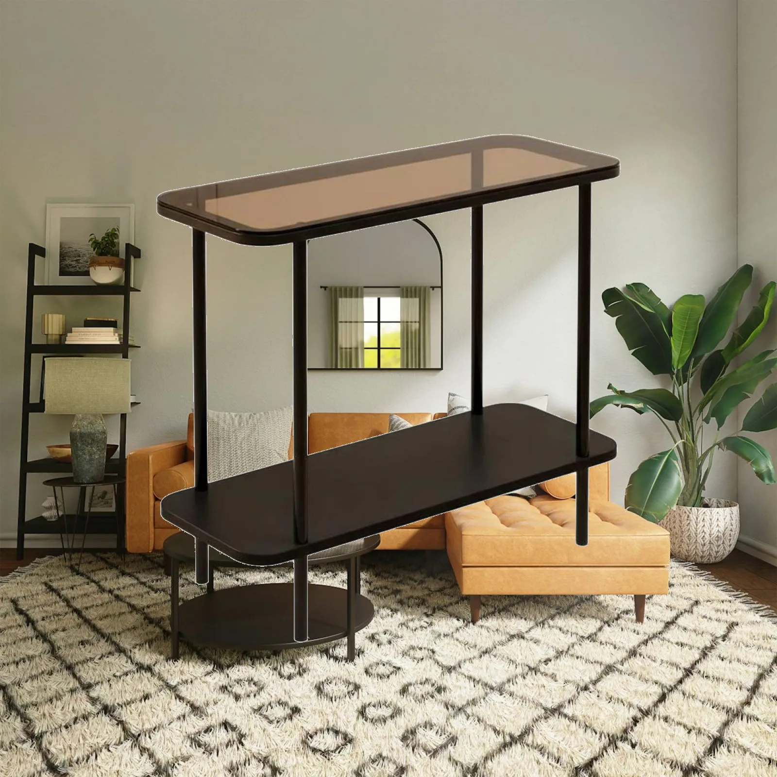 Contemporary Tempered Glass Side Table Sturdy Mini Furniture for Room Corner Nightstand