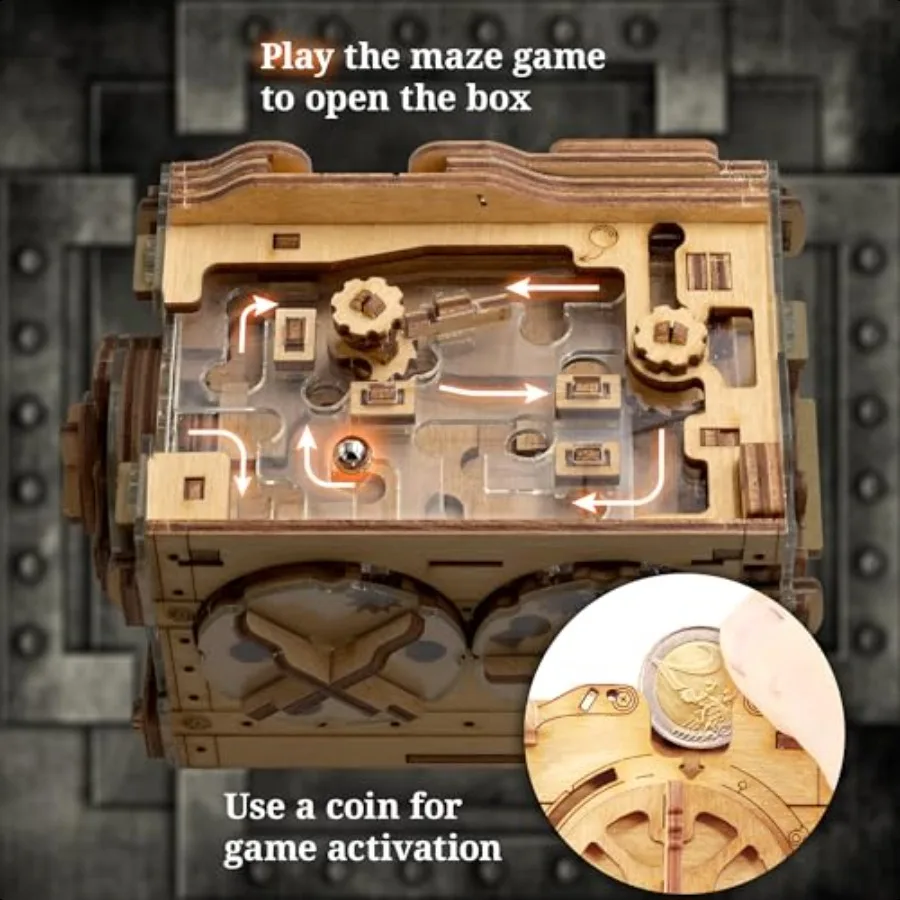 AMazeing Safe Marble Run Money Puzzle Box Confezione regalo ingannevole Puzzle 3D per adulti Escape Room Gioco Rompicapo Compleanno Gif