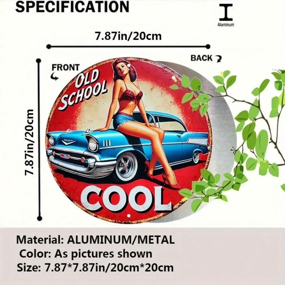 Pin Up Girl Metal Sign 8x8 Inch Retro Vintage Aluminum Wall Art Decor for Garage Bar Cafe Home Man Cave