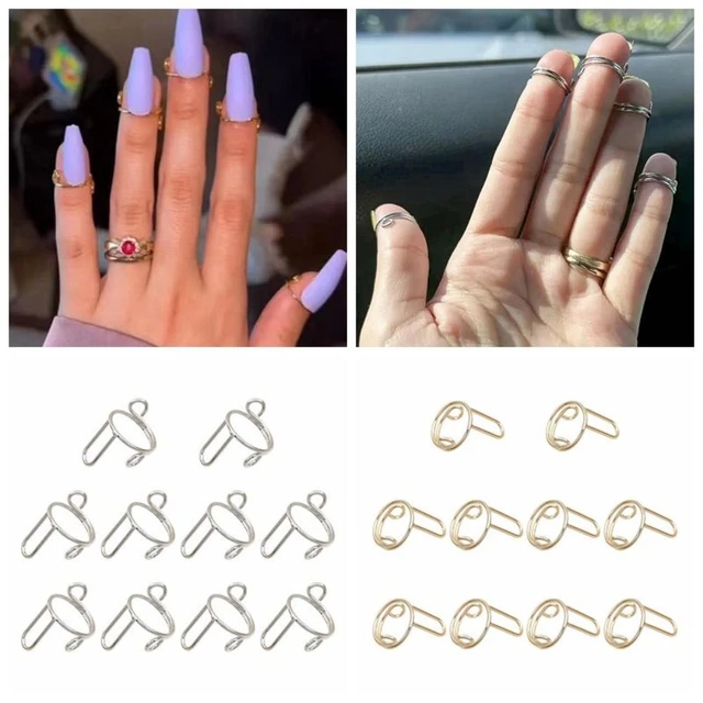 New Nail Rings Fingertip Nail Rings for False Nail Women Girls Phalanx Ring Adjustable Reusable Removable Nail Art Decoration AliExpress
