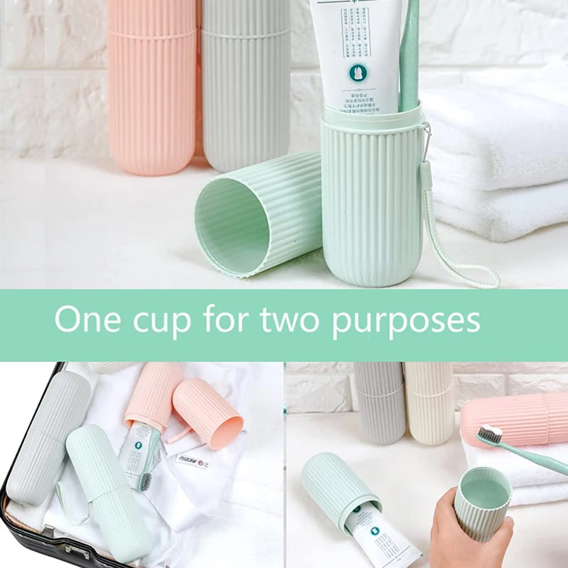 

Pink Portable Travel Toothbrush Dental Storage Box Set Couple Wash Cup Dental Jar Brushing Cup For Tourists Bathroom Storage