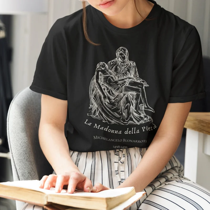 Dark Academia T Shirt Michelangelo Pieta Renaissance Catholic Clothing Our Lady Of Guadalupe Christian Merch