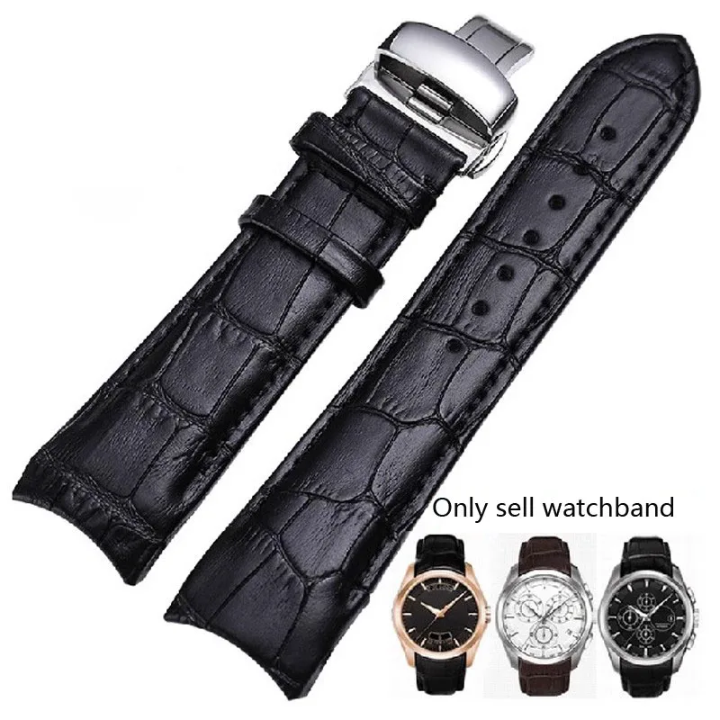 حزام ساعة من الجلد الطبيعي ذو نهاية منحنية لتيسو 1853 كوتورير T035 T 035627 أ ت 035407 أ ت 035439   ر 035617   حزام رجالي 22 ملم 23 ملم 24 ملم