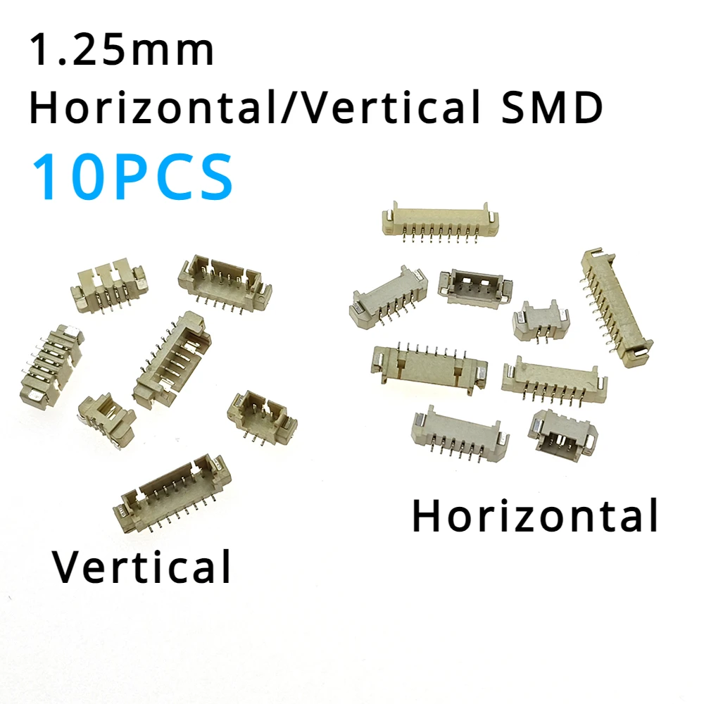 

10PCS 1.25mm Connector Horizontal SMD Vertical/Right Angle Type Male JST Socket Connector 2/3/4/5/6/7/8/9/10/12P