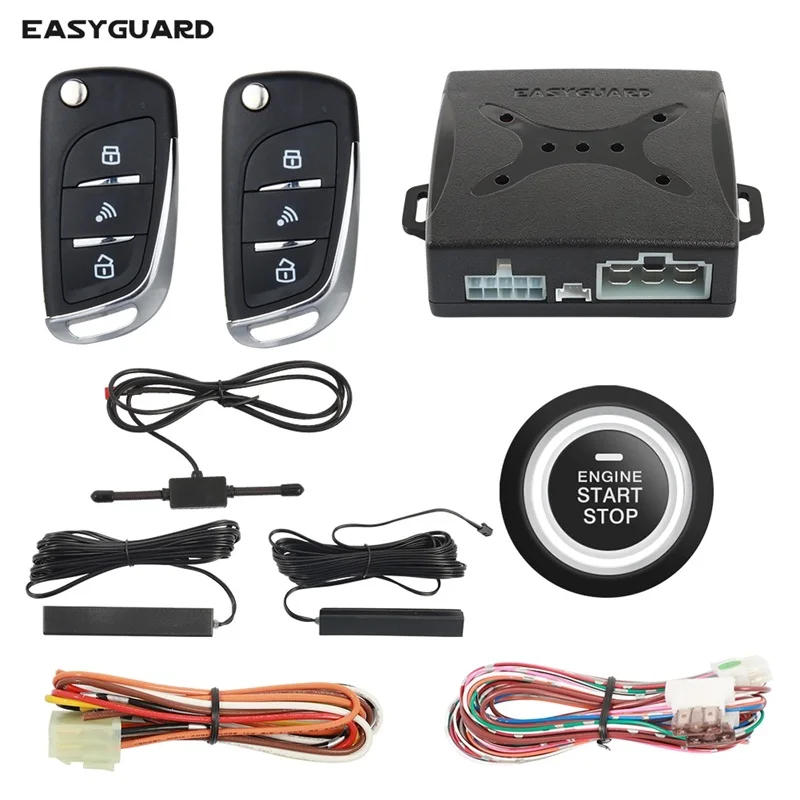 EASYGUARD-Bouton poussoir de verrouillage d\'alarme de voiture, déverrouillage automatique, entrée sans clé, démarrage automatique, démarrage du