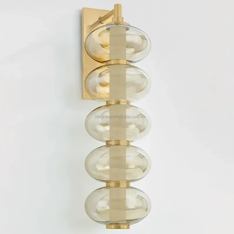 Modern Brass Wall Lamp Bubble Glass LED Sconce Luxury Villa Hotel Bedroom Aisle Background Decorative Lighting Fixture Custom