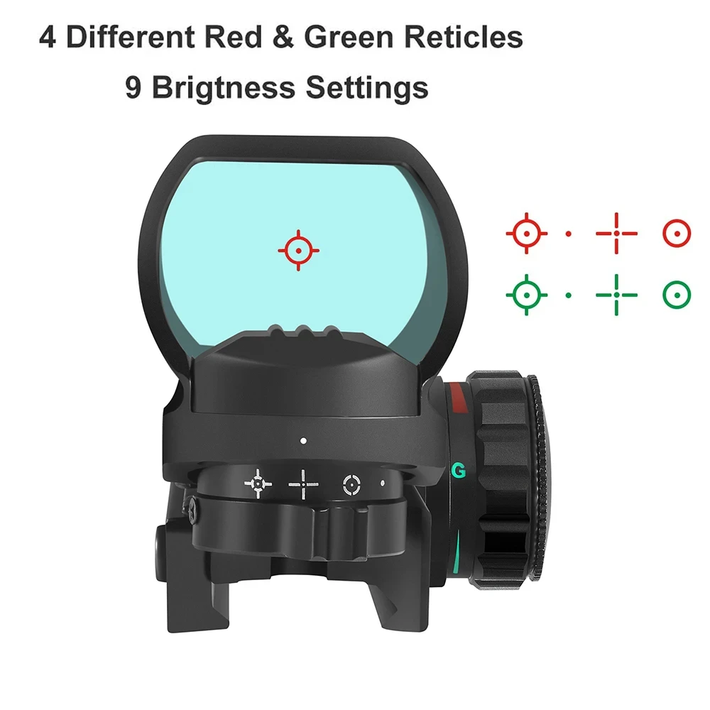 ホログラフィックイブリューズスコープ、ファイアサイトドットスコープ、4コンパートメント、11mm、20mm、レールハンティング、戦術用