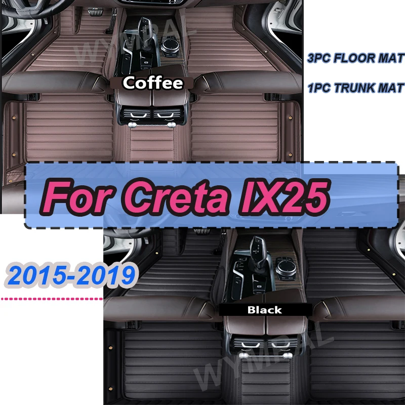 

LUXURY For Hyundai Creta IX25 2019 2018 2017 2016 2015 Car Floor Mats Styling Decoration Protect Auto Accessories Carpets