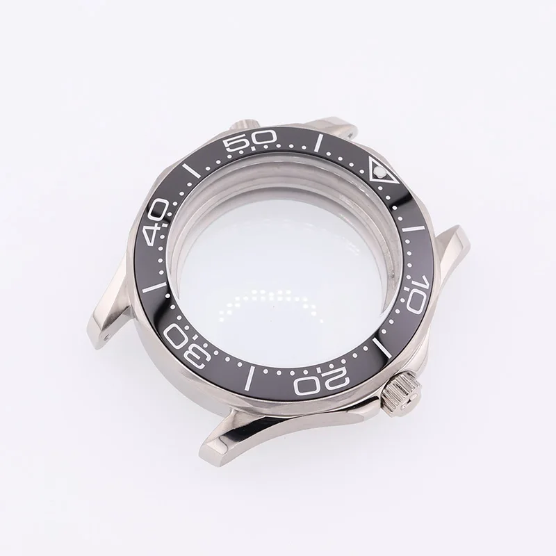 42mm-ブラック-シーマスター300-nh35-ケース-ミネラルガラス-メンズ-ダイバーズウォッチケース-セイコー改造用-自動巻き機械式高級腕時計部品