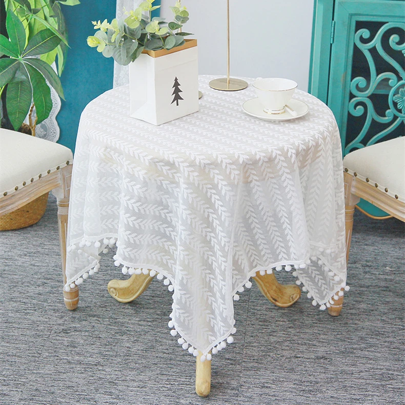 Ins Style Lace Tablecloth for Dessert Party Table Cover Fabric Soft Decorative Tablecloth Polyester round Tablecloth
